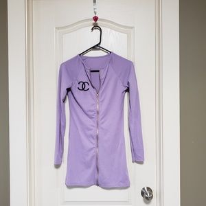 Chanel logo tight knit sweater dress